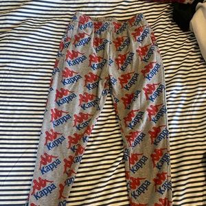 Red blue and grey Kappa sweatpants